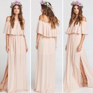 Show Me Your Mumu Hacienda Ruffle Top Maxi Dress in Frosty Pink Crisp - NWT